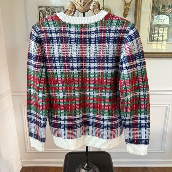 Orvis Wool Mohair Blend Plaid Sweater Red Blue Green M - Picture 6 of 8